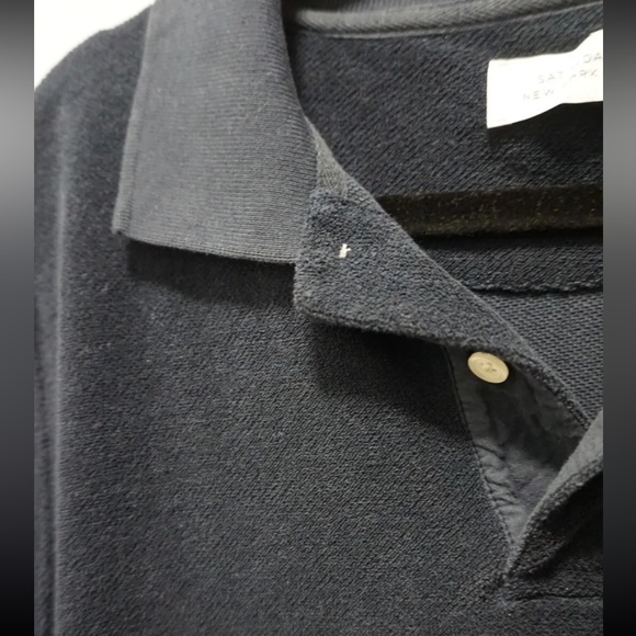Saturdays New York City NYC Terry Cloth Navy Blue Polo Mens Medium - Picture 2 of 8